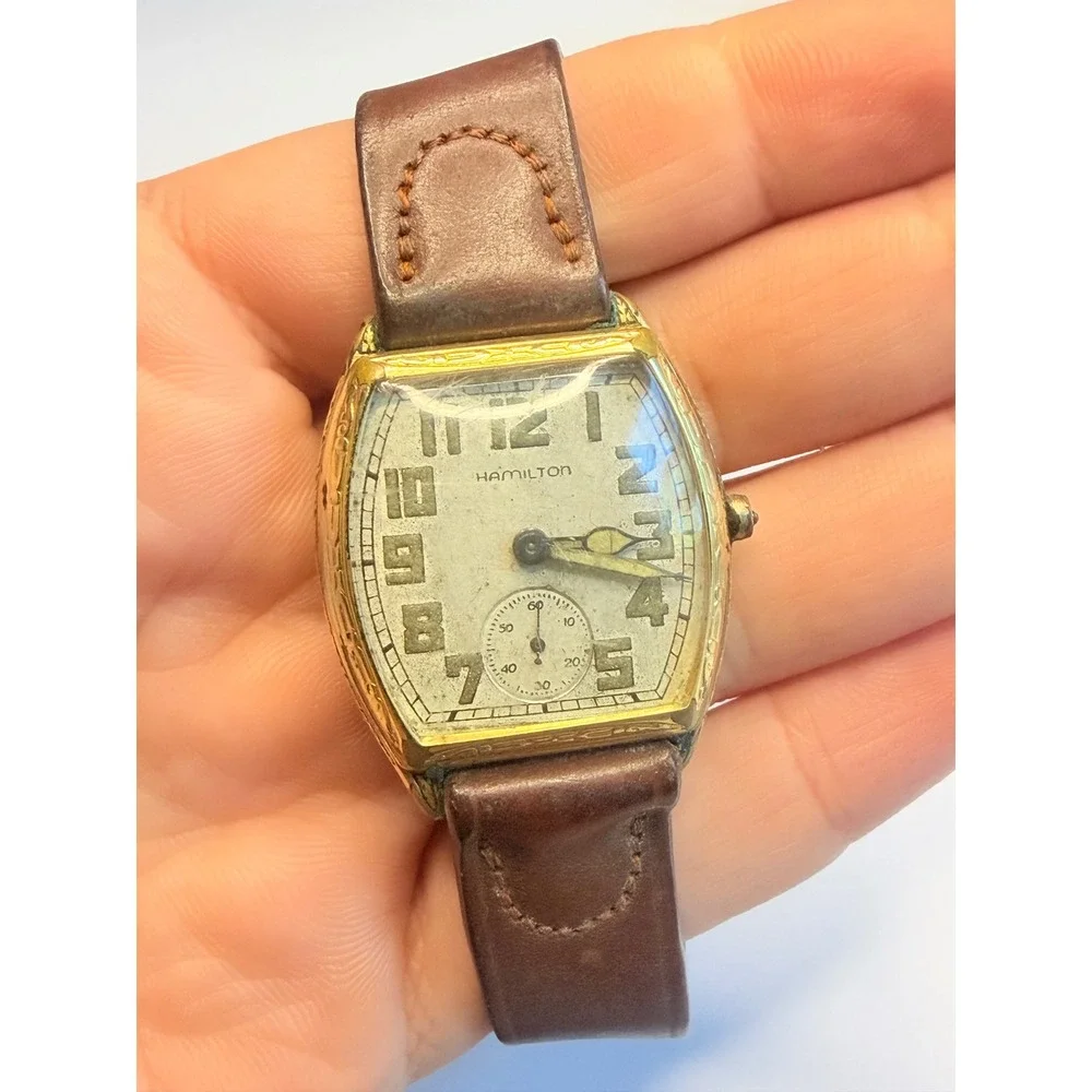 Vintage 1920s Hamilton Barrel Plain Art Deco Wristwatch
